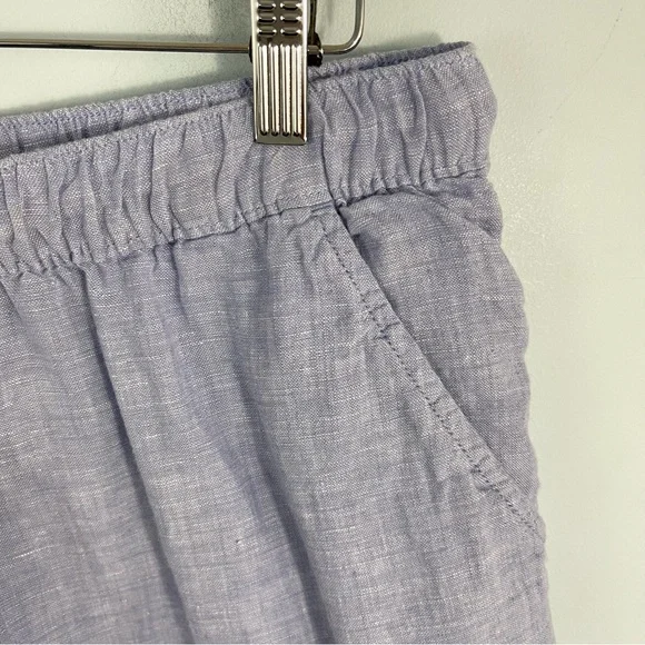 Tahari Plus Size 1X Blue 100% Linen  High Rise Pull-On Shorts Pockets - Picture 5 of 10